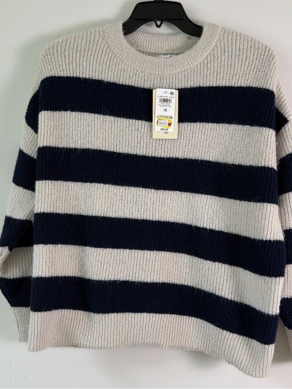Macy's On 34th Plus Sweater 1X Striped Preppy NEW #A7-3